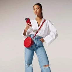 Bandolier 2021 SS Chain Plain Leather Co-ord IPhone 11 Pro IPhone 11 Pro Max For Women Red/gold X Iphone 13 -Bandolier Online Shop org 10114