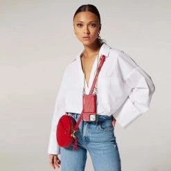 Bandolier 2021 SS Chain Plain Leather Co-ord IPhone 11 Pro IPhone 11 Pro Max For Women Red/gold X Iphone 13 -Bandolier Online Shop org 10119