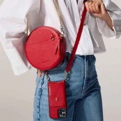 Bandolier 2021 SS Chain Plain Leather Co-ord IPhone 11 Pro IPhone 11 Pro Max For Women Red/gold X Iphone 13 -Bandolier Online Shop org 10125