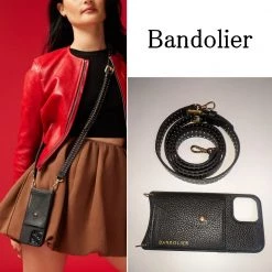 Bandolier Online Shop 34 Bandolier Plain Leather Logo IPhone 13 IPhone 13 Pro IPhone 13 Pro Max For Women Black/gold X Iphone 13 Mini