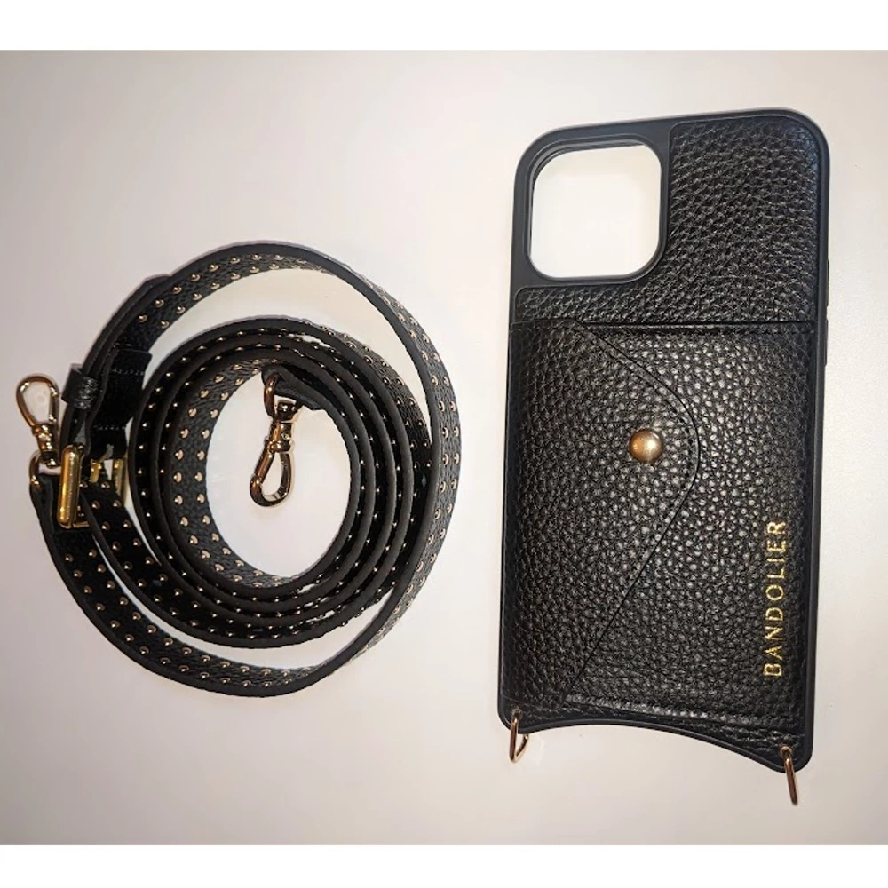 Bandolier Plain Leather Logo IPhone 13 IPhone 13 Pro IPhone 13 Pro Max For Women Black/gold X Iphone 13 Mini 2 Bandolier Plain Leather Logo IPhone 13 IPhone 13 Pro IPhone 13 Pro Max For Women Black/gold X Iphone 13 Mini - Image 2