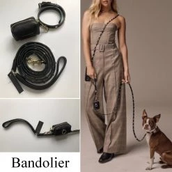 Bandolier SARAH Studded Pet Supplies Black/gold X Small