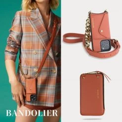 Bandolier Unisex Chain Plain Leather Co-ord Logo IPhone 13 For Women Clay/gold X Iphone 12 Pro Max