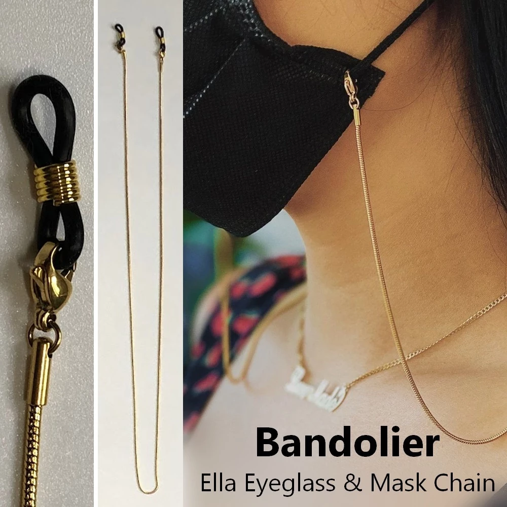 Bandolier Street Style Chain Plain Face Masks For Women Gold X One Size 1 Bandolier Street Style Chain Plain Face Masks For Women Gold X One Size