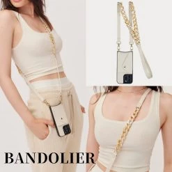 Bandolier Unisex Plain Leather Logo IPhone 13 IPhone 13 Mini For Women Stone/gold X Iphone 12/12 Pro