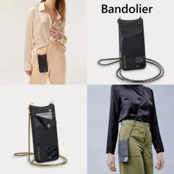 Bandolier Unisex Street Style Chain Plain Leather IPhone 8 For Women Black/gold X Iphone 12/ 12 Pro