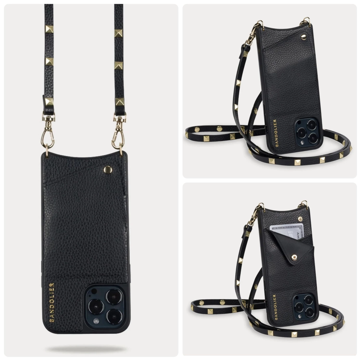 Bandolier Plain Leather IPhone 8 IPhone X IPhone XS IPhone XS Max For Women Black/pewter X Iphone Xs/x 4 Bandolier Plain Leather IPhone 8 IPhone X IPhone XS IPhone XS Max For Women Black/pewter X Iphone Xs/x - Image 4