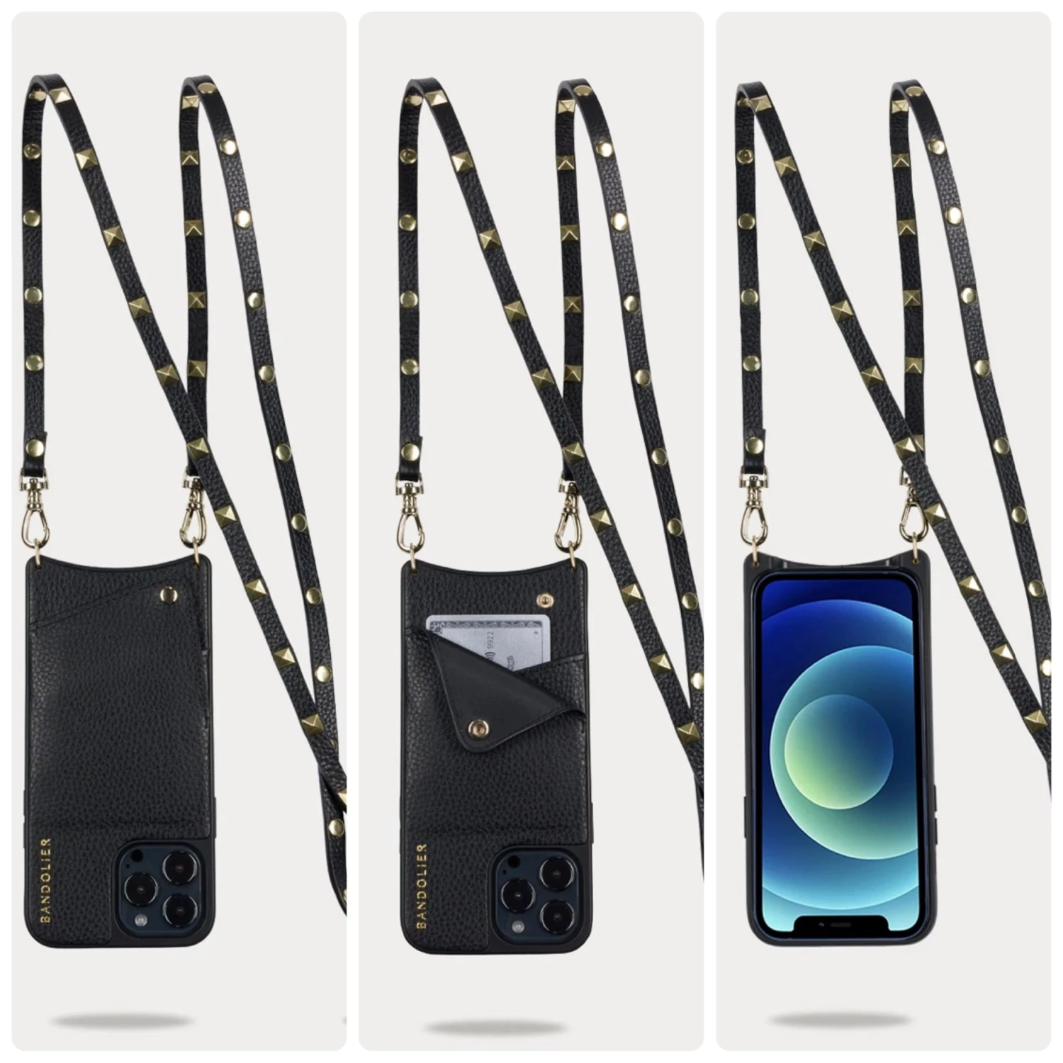 Bandolier Plain Leather IPhone 8 IPhone X IPhone XS IPhone XS Max For Women Black/pewter X Iphone Xs/x 5 Bandolier Plain Leather IPhone 8 IPhone X IPhone XS IPhone XS Max For Women Black/pewter X Iphone Xs/x - Image 5