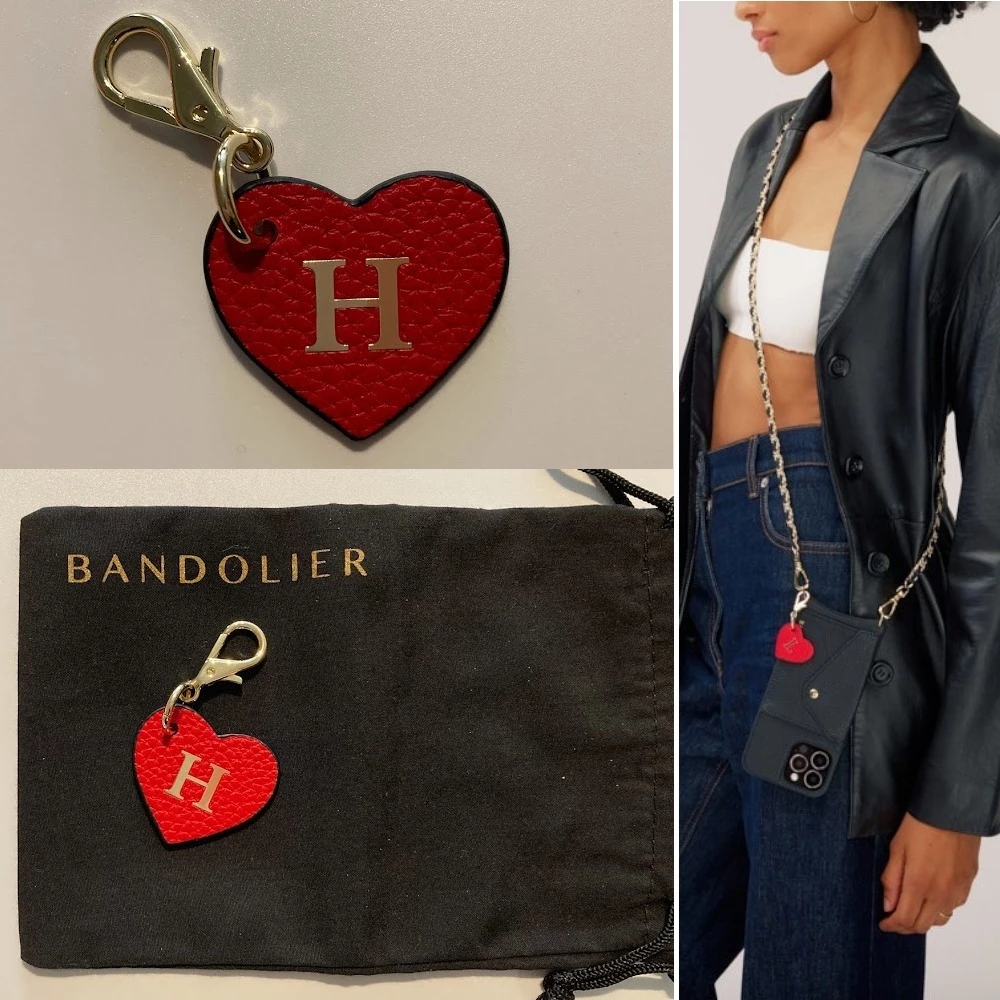 Bandolier Plain Leather Logo Tech Accessories For Women Red/gold X One Size 1 Bandolier Plain Leather Logo Tech Accessories For Women Red/gold X One Size