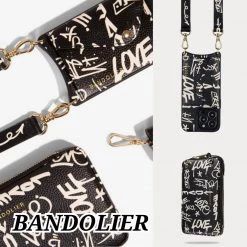 Bandolier Unisex Leather Co-ord IPhone 13 IPhone 13 Mini IPhone 13 Pro For Men Love Print/gold X Iphone 13 Pro