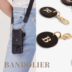 Bandolier Plain Leather Tech Accessories For Women Black/gold X K