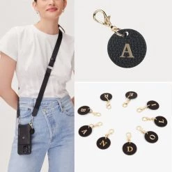 Bandolier Plain Leather Logo Tech Accessories For Women Black/gold X One Size