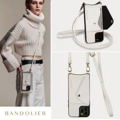 Bandolier Plain Leather Logo IPhone 13 IPhone 13 Pro IPhone 13 Pro Max For Women Ivory/gold X Iphone 876 Plus
