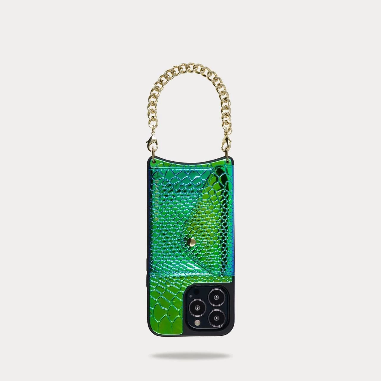 Bandolier Street Style Chain Plain Leather Python Logo IPhone 13 For Women Blue-green/gold X Iphone 13 Pro 2 Bandolier Street Style Chain Plain Leather Python Logo IPhone 13 For Women Blue-green/gold X Iphone 13 Pro - Image 2
