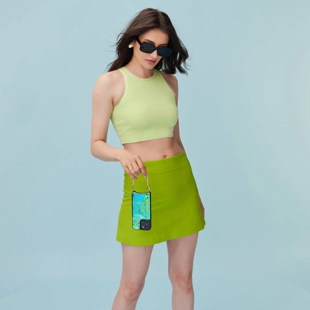 Bandolier Street Style Chain Plain Leather Python Logo IPhone 13 For Women Blue-green/gold X Iphone 13 Pro 4 Bandolier Street Style Chain Plain Leather Python Logo IPhone 13 For Women Blue-green/gold X Iphone 13 Pro - Image 4