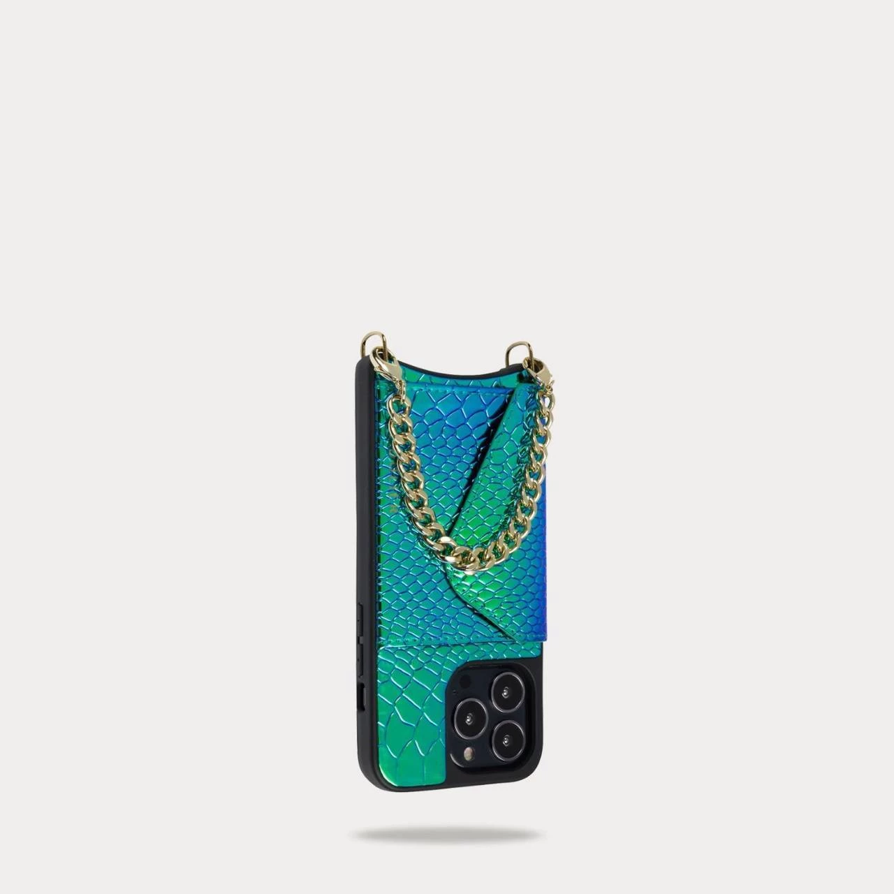 Bandolier Street Style Chain Plain Leather Python Logo IPhone 13 For Women Blue-green/gold X Iphone 13 Pro 7 Bandolier Street Style Chain Plain Leather Python Logo IPhone 13 For Women Blue-green/gold X Iphone 13 Pro - Image 7