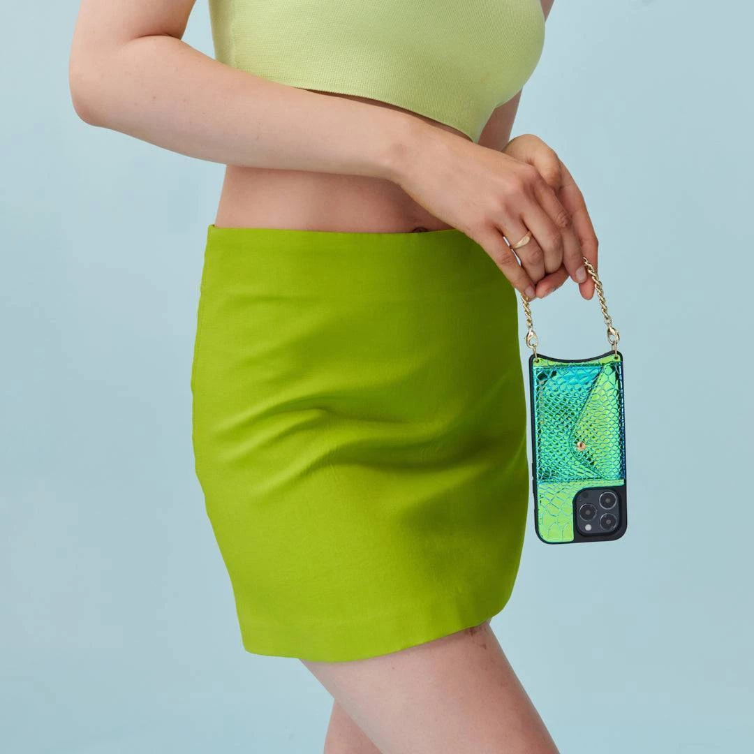 Bandolier Street Style Chain Plain Leather Python Logo IPhone 13 For Women Blue-green/gold X Iphone 13 Pro 9 Bandolier Street Style Chain Plain Leather Python Logo IPhone 13 For Women Blue-green/gold X Iphone 13 Pro - Image 9