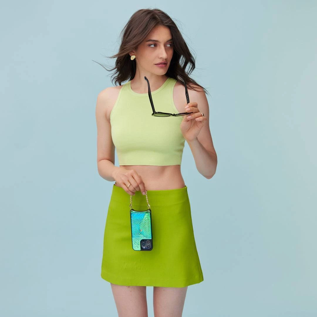 Bandolier Street Style Chain Plain Leather Python Logo IPhone 13 For Women Blue-green/gold X Iphone 13 Pro 10 Bandolier Street Style Chain Plain Leather Python Logo IPhone 13 For Women Blue-green/gold X Iphone 13 Pro - Image 10