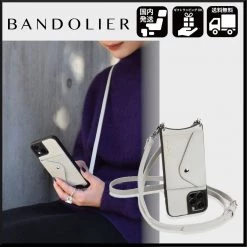 Bandolier Unisex Street Style Plain Leather Logo IPhone 13 For Women Light Gray X Iphone13pro