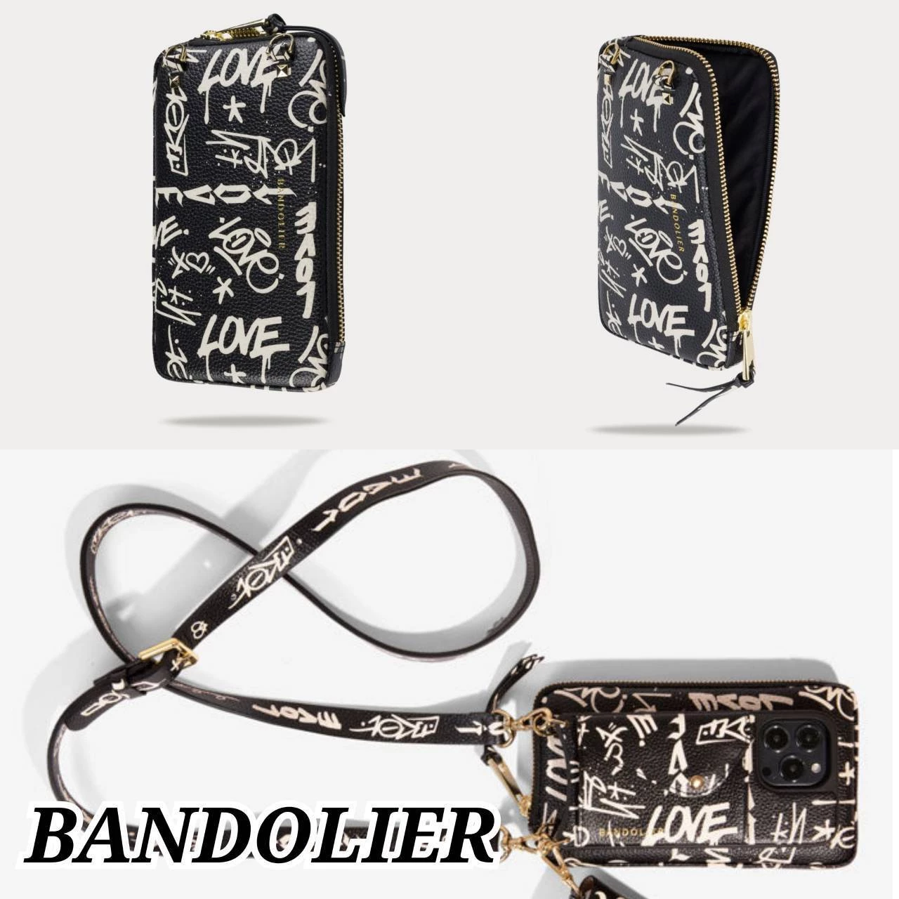 Bandolier Unisex Leather Logo Smart Phone Cases For Men Love Print/gold X One Size 1 Bandolier Unisex Leather Logo Smart Phone Cases For Men Love Print/gold X One Size