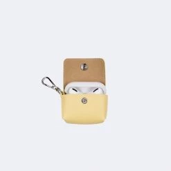 Bandolier Faux Fur Plain Logo Tech Accessories For Women Butter Yellow/silver X Airpod Pro -Bandolier Online Shop org 2544