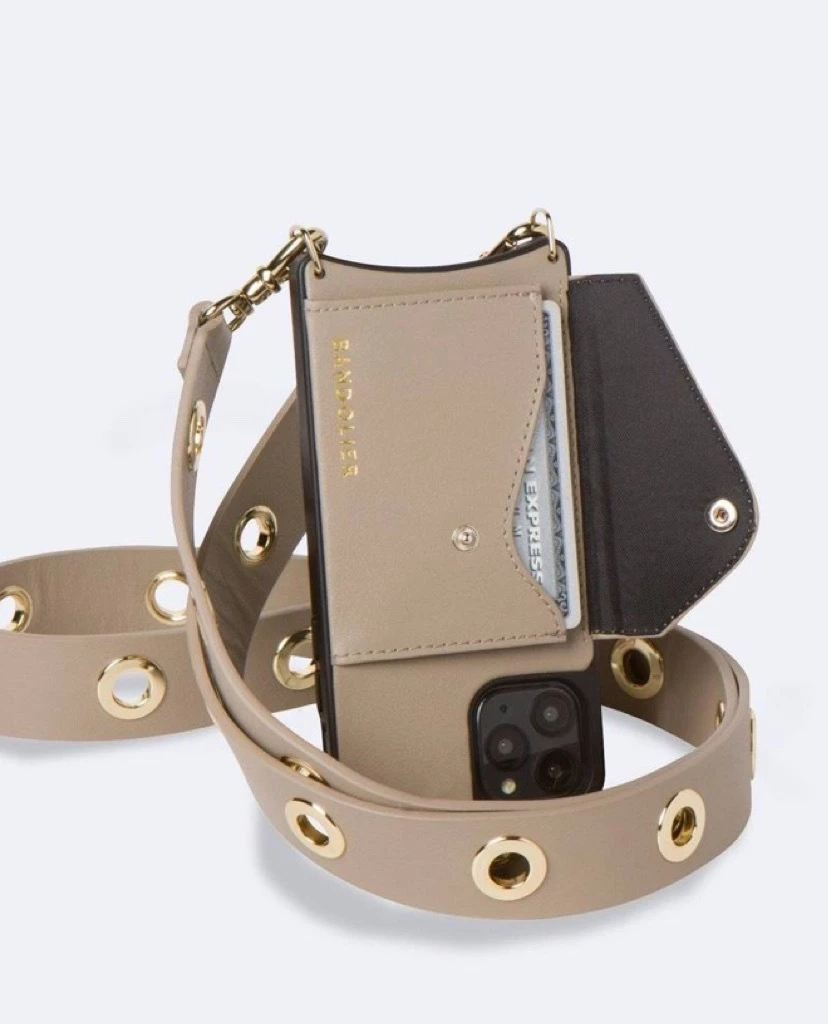 Bandolier Plain Leather IPhone 8 Plus IPhone XS IPhone XS Max For Women Taupe/gold X Iphone 12/12 Pro 3 Bandolier Plain Leather IPhone 8 Plus IPhone XS IPhone XS Max For Women Taupe/gold X Iphone 12/12 Pro - Image 3