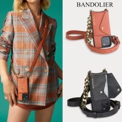 Bandolier Chain Plain Leather Logo IPhone 13 IPhone 13 Pro For Women Clay/gold X Iphone 13 Mini