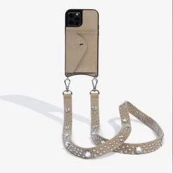 Bandolier Studded Plain Leather With Jewels IPhone X IPhone XS For Women Light Taupe/silver X Iphone12/12 Pro -Bandolier Online Shop org 3059