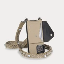 Bandolier Studded Plain Leather With Jewels IPhone X IPhone XS For Women Light Taupe/silver X Iphone12/12 Pro -Bandolier Online Shop org 3061