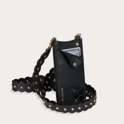 Bandolier Studded Plain Leather Logo IPhone 13 IPhone 13 Pro For Women Black/gold X Iphone 13 Pro -Bandolier Online Shop org 3452