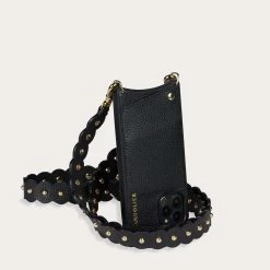 Bandolier Studded Plain Leather Logo IPhone 13 IPhone 13 Pro For Women Black/gold X Iphone 13 Pro -Bandolier Online Shop org 3455