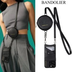 Bandolier Unisex Street Style Plain Leather Co-ord Logo IPhone 13 For Women Black/pewter X Iphone 12 Mini