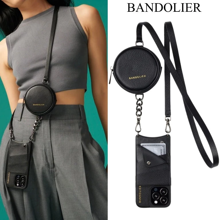 Bandolier Unisex Street Style Plain Leather Co-ord Logo IPhone 13 For Women Black/pewter X Iphone 12 Mini 1 Bandolier Unisex Street Style Plain Leather Co-ord Logo IPhone 13 For Women Black/pewter X Iphone 12 Mini