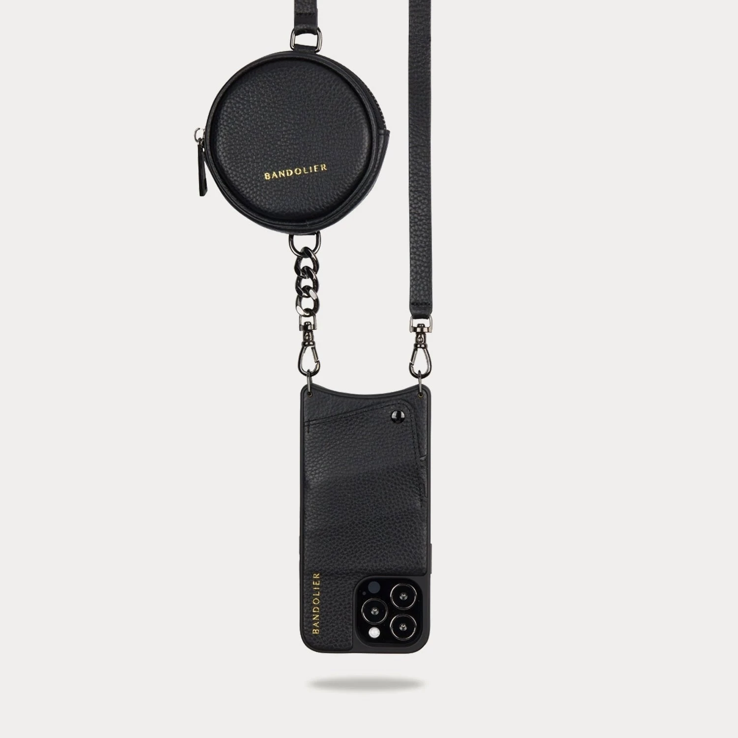 Bandolier Unisex Street Style Plain Leather Co-ord Logo IPhone 13 For Women Black/pewter X Iphone 12 Mini 6 Bandolier Unisex Street Style Plain Leather Co-ord Logo IPhone 13 For Women Black/pewter X Iphone 12 Mini - Image 6