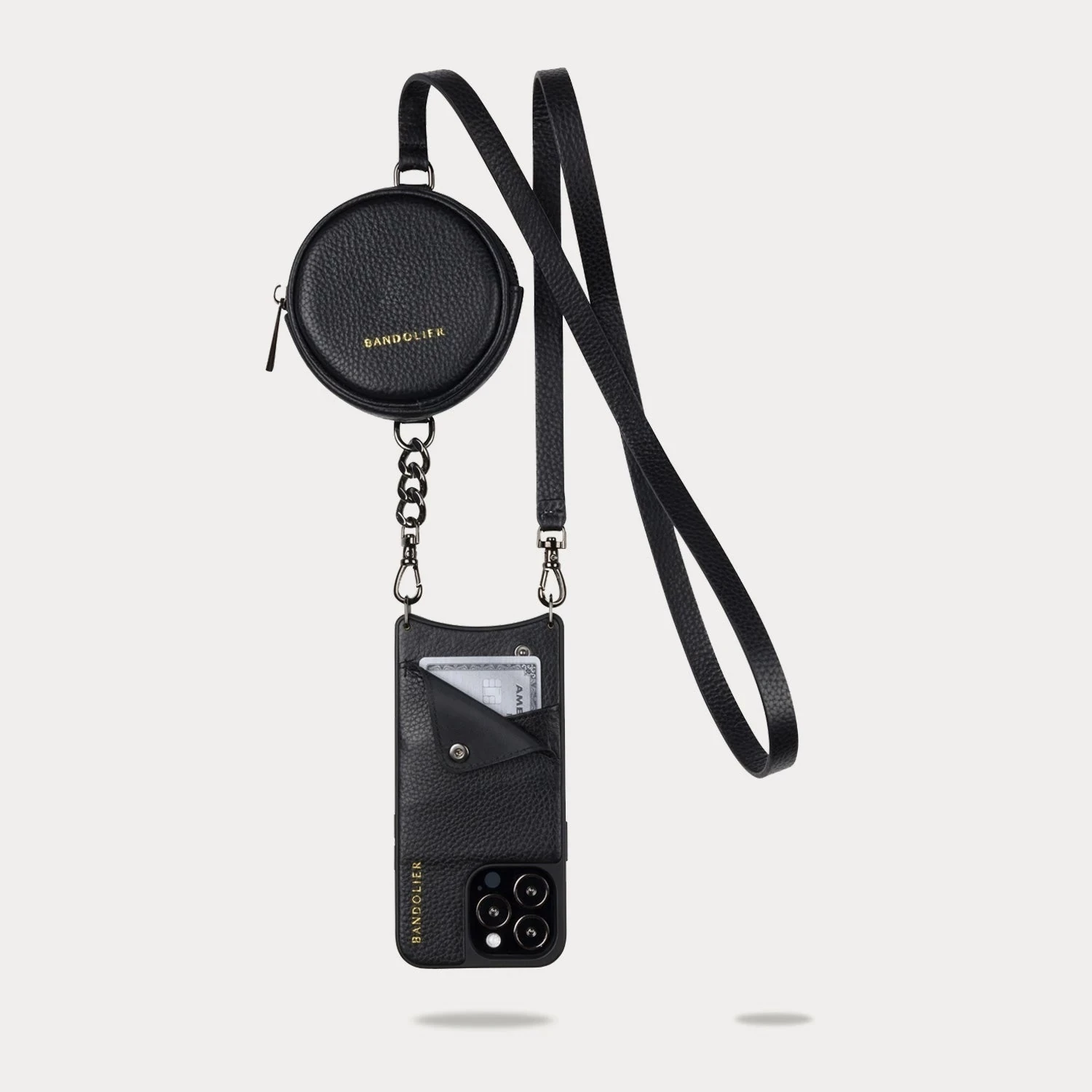 Bandolier Unisex Street Style Plain Leather Co-ord Logo IPhone 13 For Women Black/pewter X Iphone 12 Mini 8 Bandolier Unisex Street Style Plain Leather Co-ord Logo IPhone 13 For Women Black/pewter X Iphone 12 Mini - Image 8