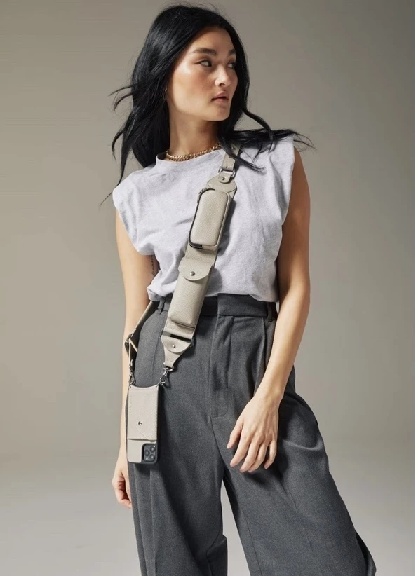 Bandolier Plain Leather Logo Smart Phone Cases For Women Greige/silver X One Size 6 Bandolier Plain Leather Logo Smart Phone Cases For Women Greige/silver X One Size - Image 6