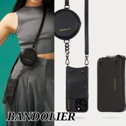 Bandolier Unisex Street Style Plain Leather Co-ord Logo IPhone 13 For Women Black/pewter X Iphone 13mini