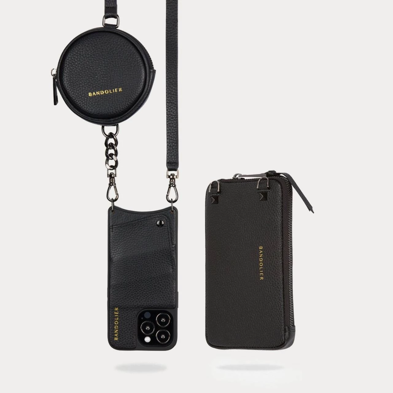 Bandolier Unisex Street Style Plain Leather Co-ord Logo IPhone 13 For Women Black/pewter X Iphone 13mini 2 Bandolier Unisex Street Style Plain Leather Co-ord Logo IPhone 13 For Women Black/pewter X Iphone 13mini - Image 2