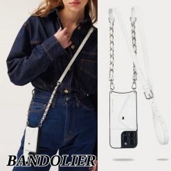 Bandolier Street Style Plain Leather Logo IPhone 13 IPhone 13 Pro For Women White/silver X Iphone 13
