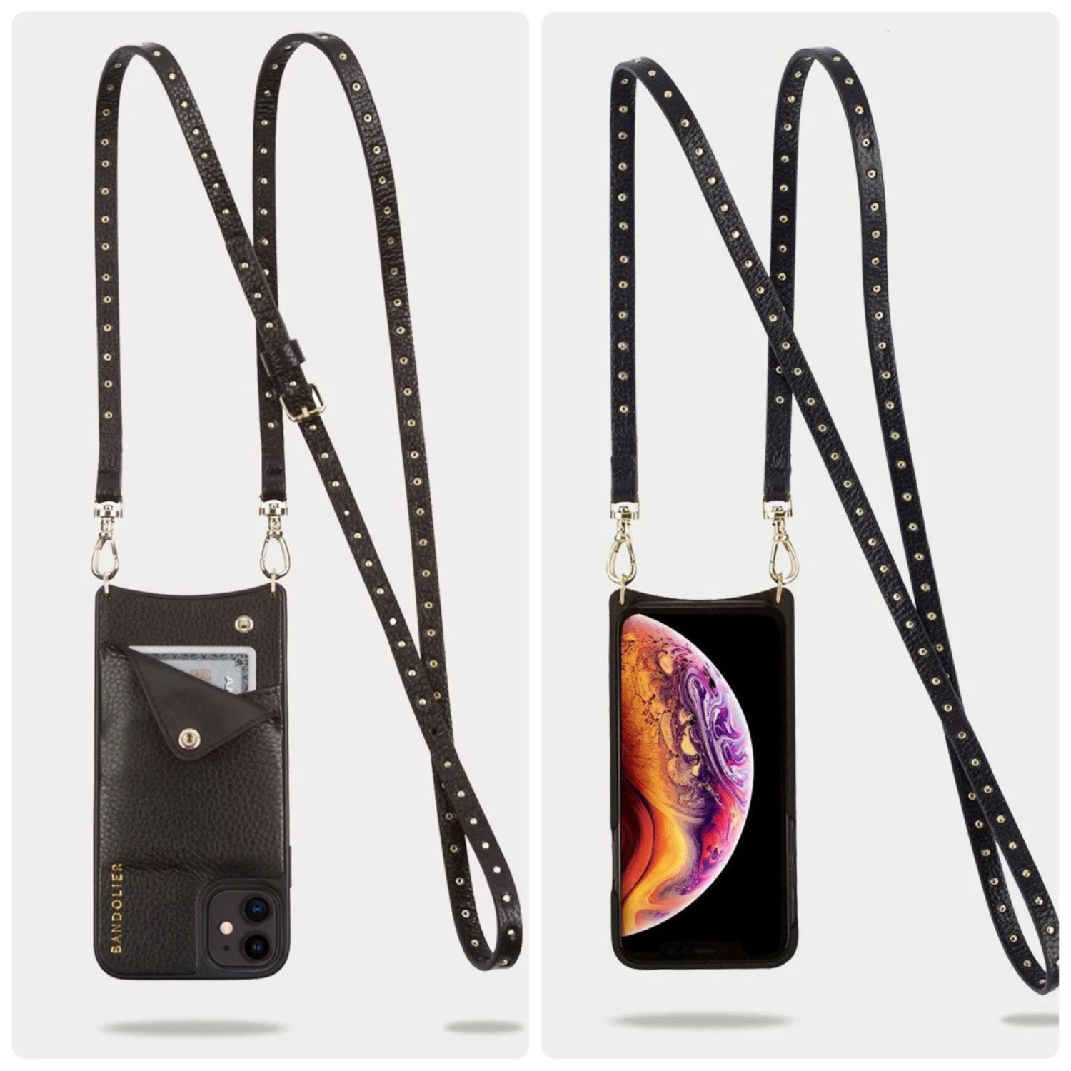 Bandolier Studded Plain Leather IPhone 8 IPhone 8 Plus IPhone X For Women Black/gold X Iphone Xs Max 5 Bandolier Studded Plain Leather IPhone 8 IPhone 8 Plus IPhone X For Women Black/gold X Iphone Xs Max - Image 5