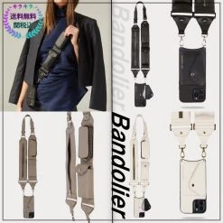 Bandolier Unisex Street Style Plain Leather Co-ord IPhone 8 Plus For Men Black/silver X Iphone 12 Pro Max