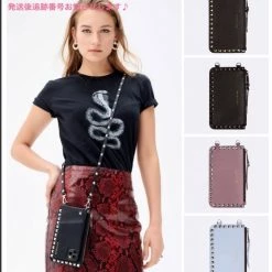 Bandolier Studded Street Style Plain Leather IPhone 8 IPhone 8 Plus For Women Gold X One Size