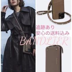Bandolier SARAH Unisex Studded Street Style Plain Leather IPhone 8 Plus For Women Dark Taupe / Silver X 11 Pro Max