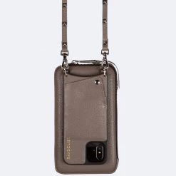 Bandolier SARAH Unisex Studded Street Style Plain Leather IPhone 8 Plus For Women Dark Taupe / Silver X 11 Pro Max -Bandolier Online Shop org 4476