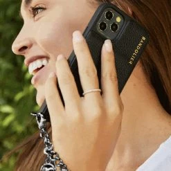 Bandolier EMMA 2021 SS Chain Plain Leather IPhone 8 IPhone 8 Plus IPhone X For Women Black/gold X Iphone 13 -Bandolier Online Shop org 459