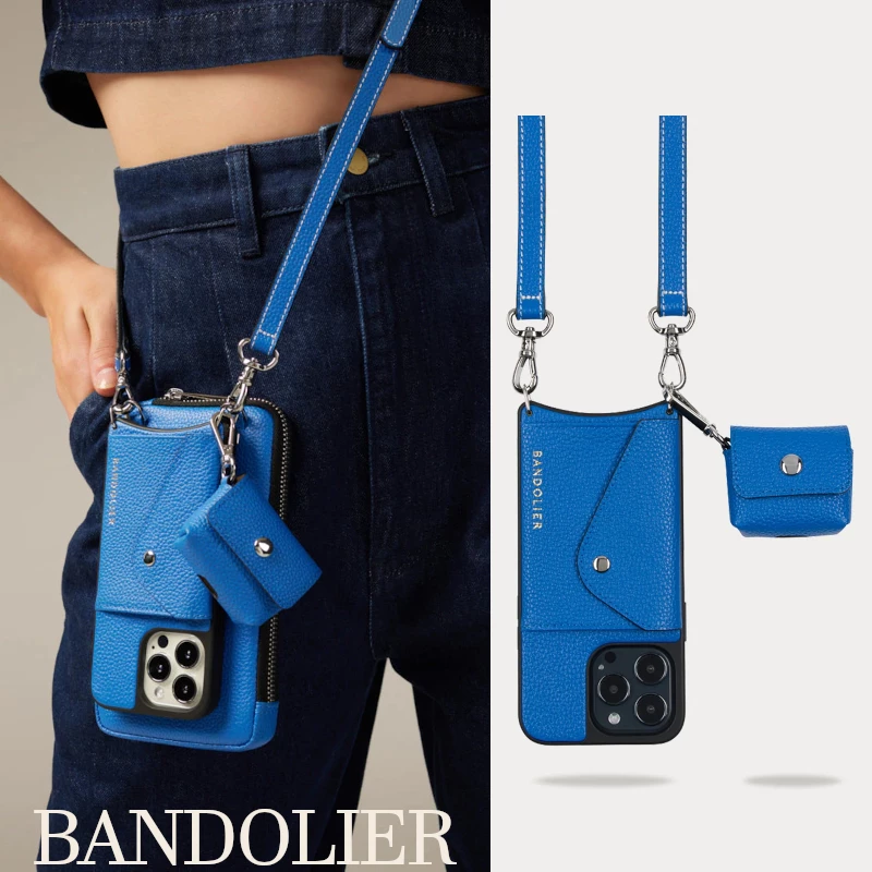 Bandolier Plain Leather Co-ord Logo IPhone 13 IPhone 13 Mini For Women Blue/silver(airpod 3) X Iphone 13 1 Bandolier Plain Leather Co-ord Logo IPhone 13 IPhone 13 Mini For Women Blue/silver(airpod 3) X Iphone 13