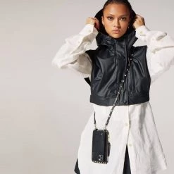 Bandolier Unisex Studded Plain Leather Bridal Logo Tech Accessories For Women Black/silver X One Size -Bandolier Online Shop org 4633