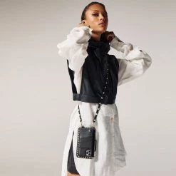 Bandolier Unisex Studded Plain Leather Bridal Logo Tech Accessories For Women Black/silver X One Size -Bandolier Online Shop org 4634