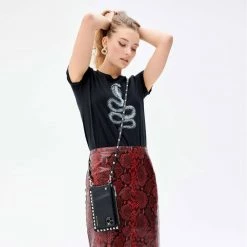 Bandolier Unisex Studded Plain Leather Bridal Logo Tech Accessories For Women Black/silver X One Size -Bandolier Online Shop org 4641