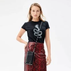 Bandolier Unisex Studded Plain Leather Bridal Logo Tech Accessories For Women Black/silver X One Size -Bandolier Online Shop org 4642